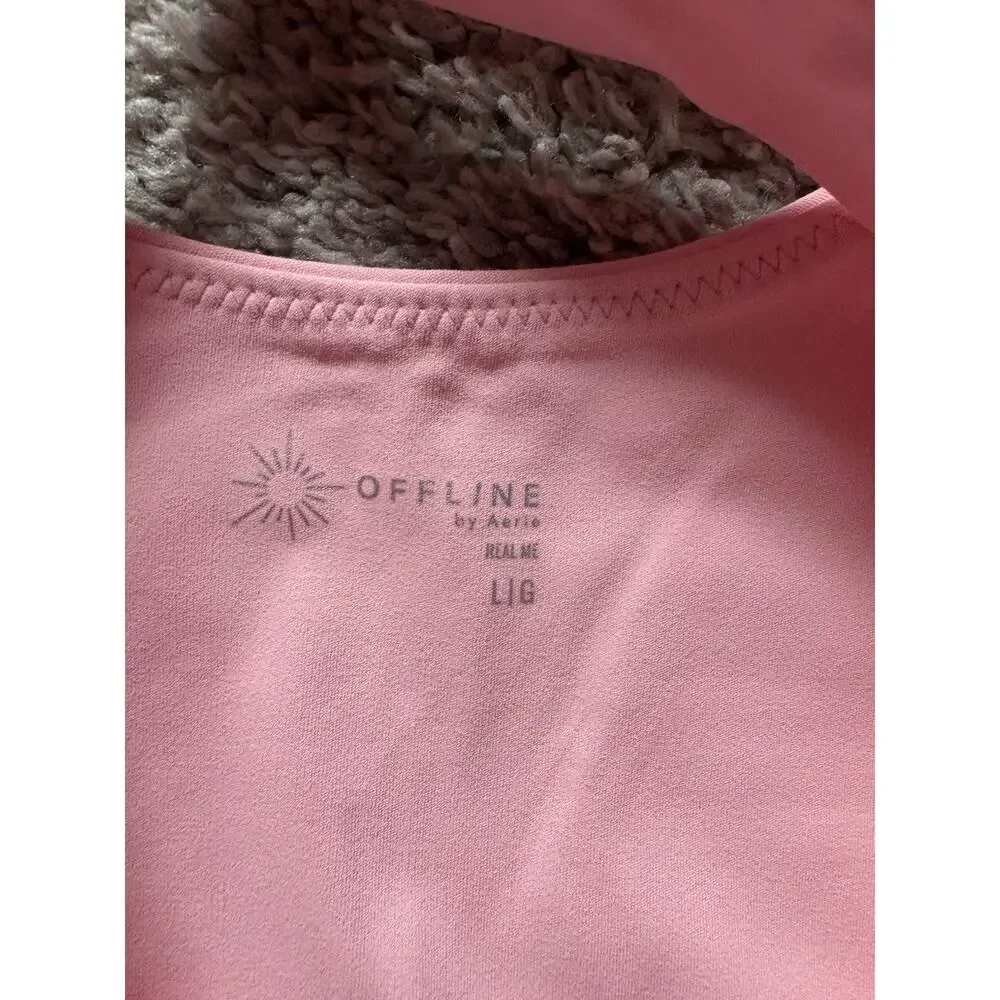 Aerie Offline Real Me Women’s Light Pink Sports Bra Size Large NWT